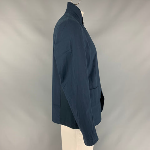 RAG & BONE Size L Navy Solid Cotton Blend Buttoned Jacket