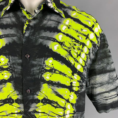 VALENTINO Size S Black Green Tie Dye Viscose Oversized Short Sleeve Shirt