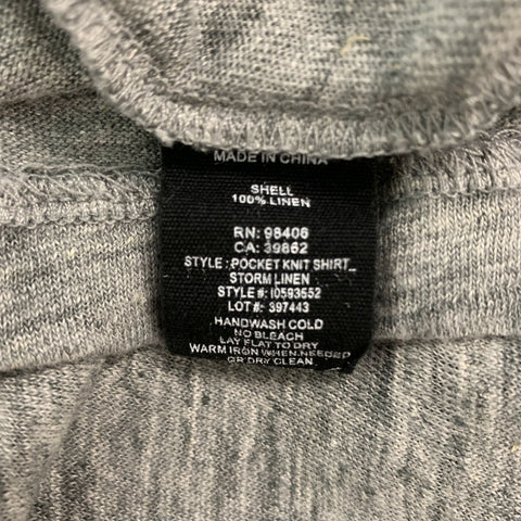 THEORY Size M Grey Heather Linen One pocket Short Sleeve Shirt