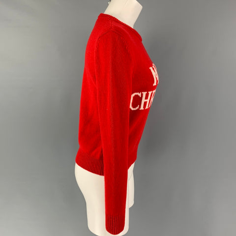 ALBERTA FERRETTI Size 4 Red White Virgin Wool Cashmere Sweater