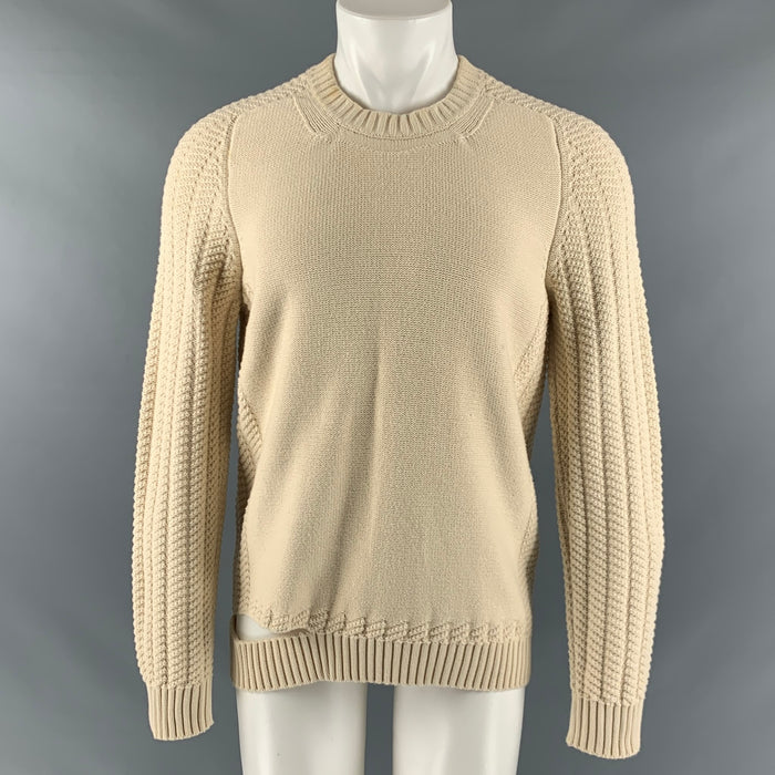 MAISON MARGIELA Size M Cream Textured Cotton Crew-Neck Sweater