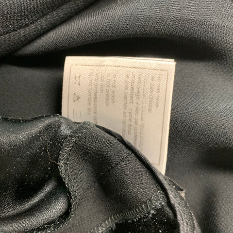 CHANEL Talla 4 Pantalón de vestir recto de seda negro
