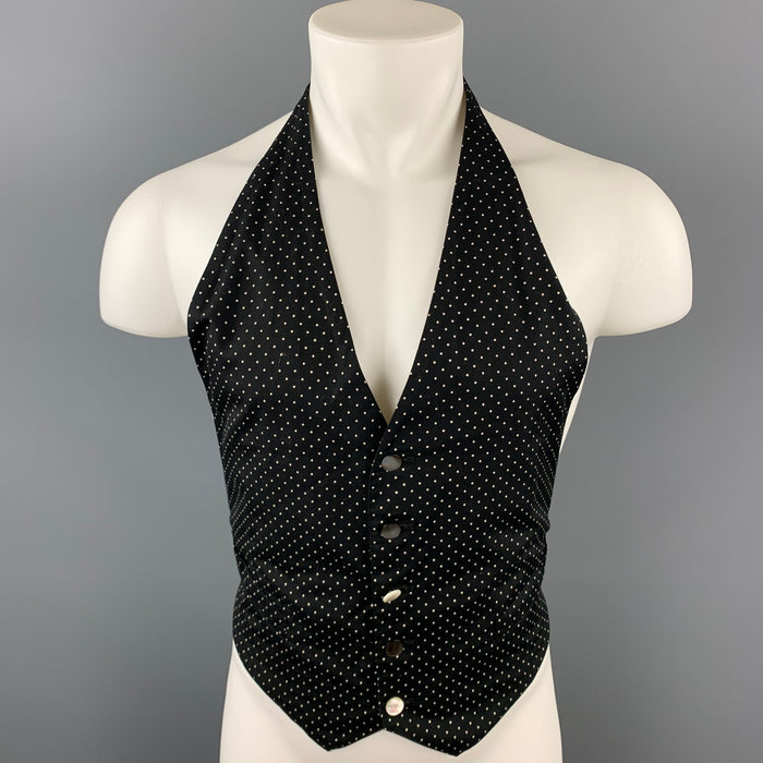COMME des GARCONS HOMME PLUS Size M Black & White Dots Cotton Tuxedo Vest