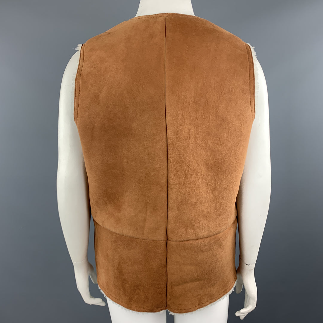 BEAMS Size XL Tan Suede Sheep Leather Shearling Vest