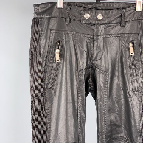 DSQUARED2 Size 30 Black Pleather Biker Casual Pants