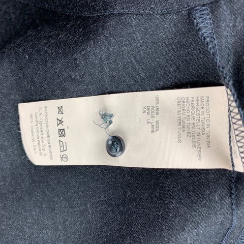 EMPORIO ARMANI Size S Charcoal Wool Hidden Buttons Long Sleeve Shirt