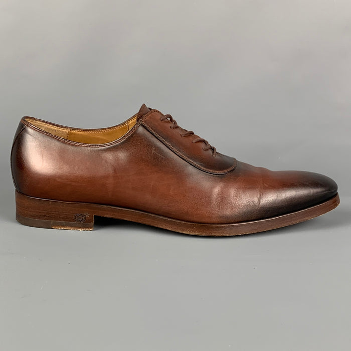 GUCCI Size 8.5 Brown Ombre Leather Lace Up Shoes