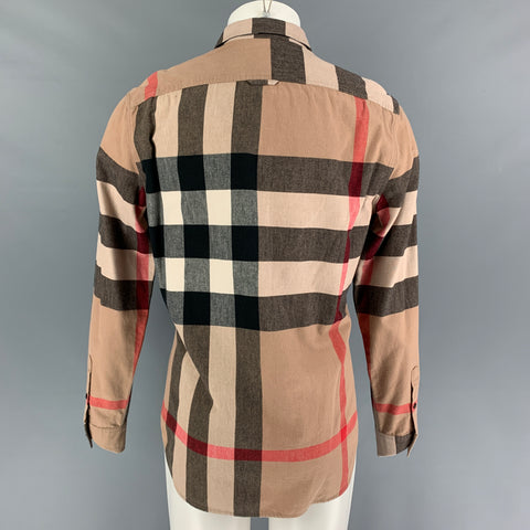 BURBERRY BRIT Size M Black Beige Plaid Cotton Long Sleeve Shirt