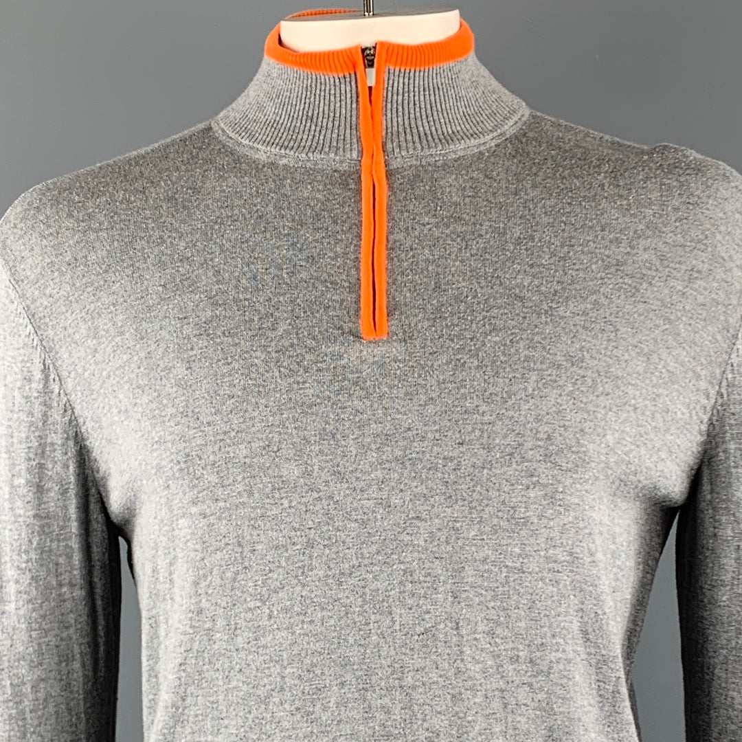 ROBERT GRAHAM Size L Gray Cotton / Cashmere Half Zip Pullover