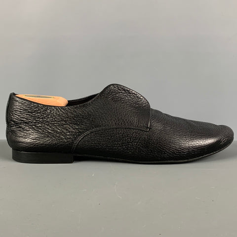 LANVIN Size 11 Black Solid Leather Slip On Loafers