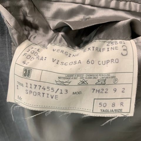 CORNELIANI Size 40 Grey Cream Pinstripe Virgin Wool Single Breasted Suit