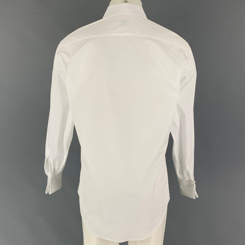 ARMANI COLLEZIONI Size M White Cotton Tuxedo Long Sleeve Shirt