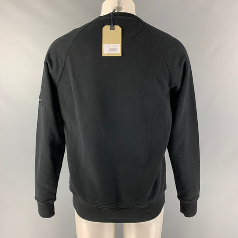 BARACUTA Sudadera con cuello redondo de algodón liso negro talla M