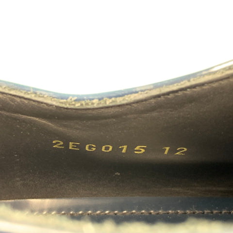 PRADA Size 13 Navy & Blue Perforated Leather Platform Lace Up Shoes