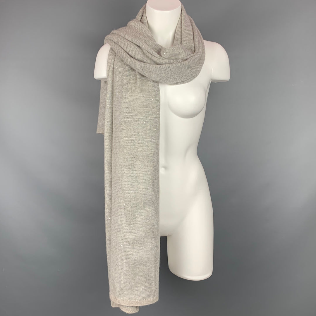 BLACK GOAT Light Gray Sequined Cashmere Scarf