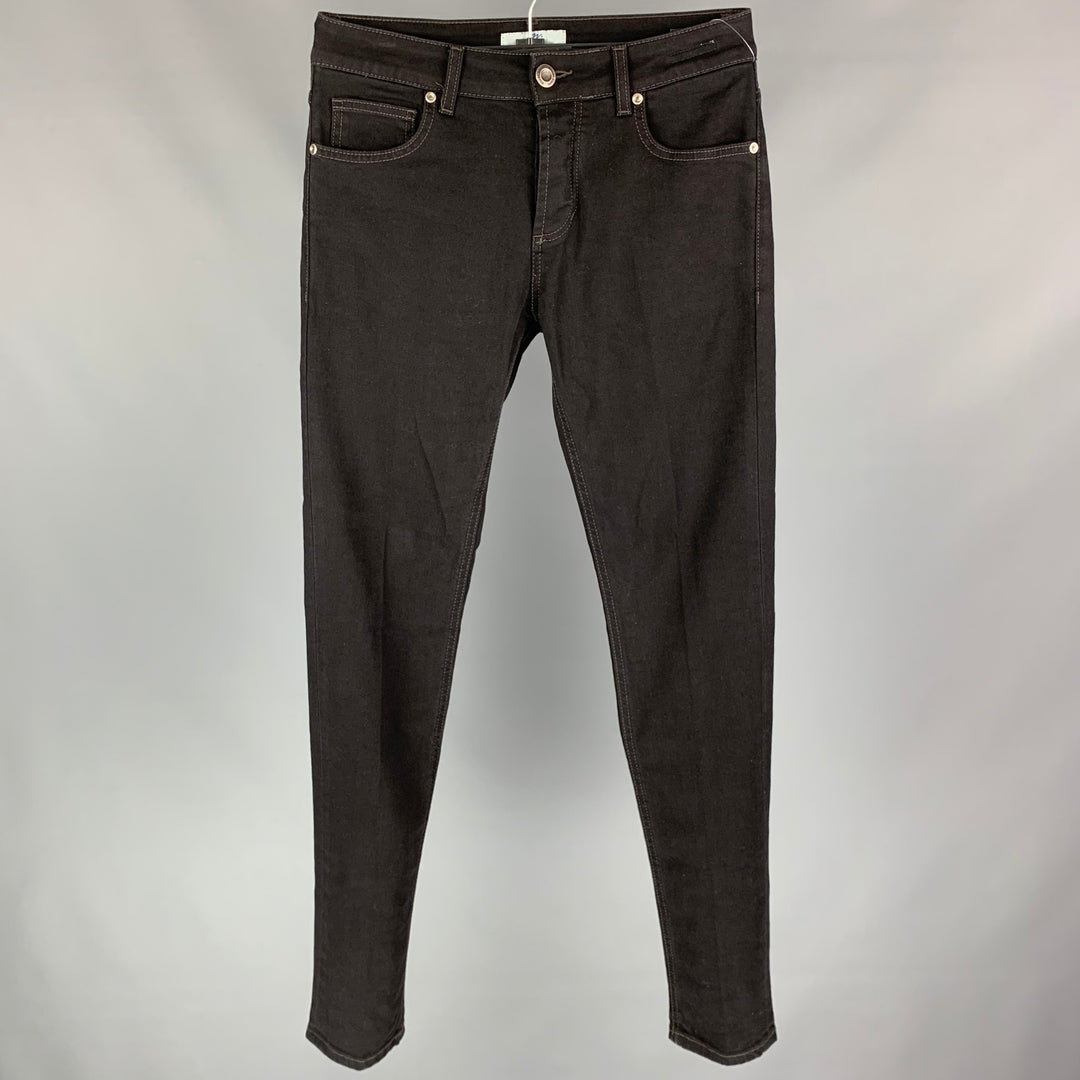 MASSIMO BRUNELLI Size 30 Black Cotton Straight Button Fly Jeans