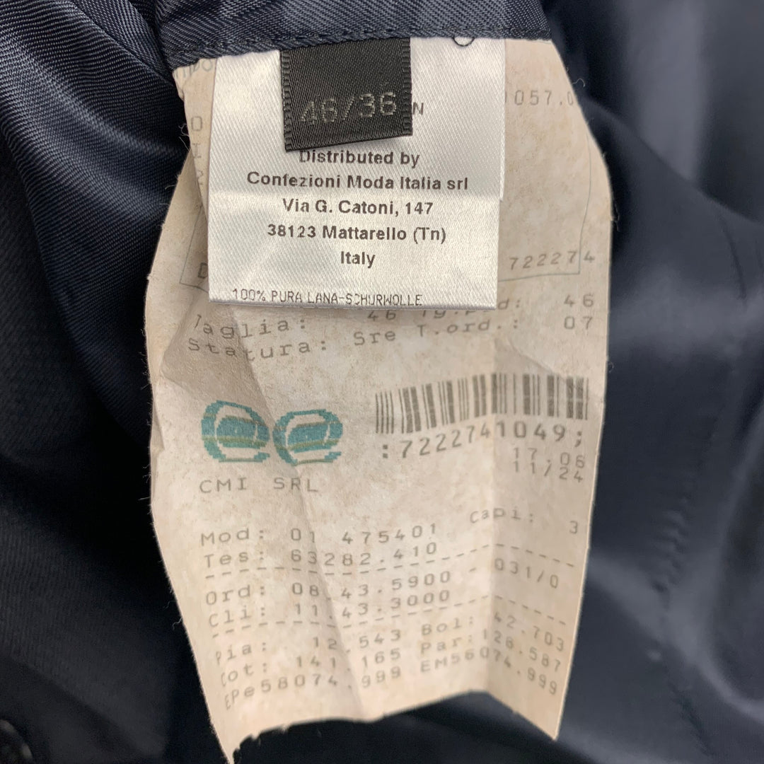 COLECCIÓN CALVIN KLEIN Talla 36 Traje azul marino con solapa de pico de lana a cuadros