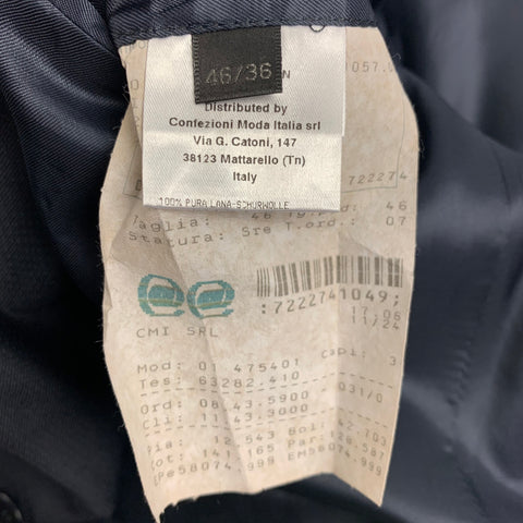 CALVIN KLEIN COLLECTION Size 36 Navy Grid Wool Peak Lapel Suit