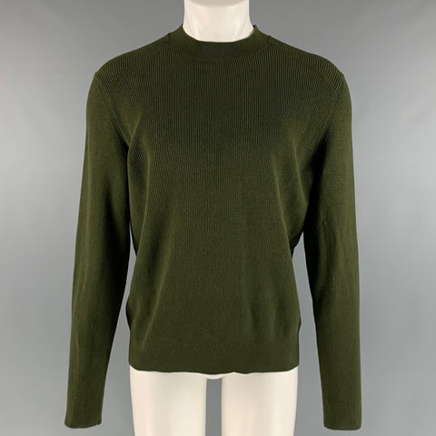 COS Size M Green Olive Knit Cotton Crew-Neck Pullover