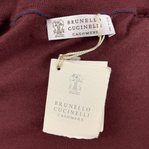 BRUNELLO CUCINELLI Size XS Burgundy Cashmere Silk Full Zip Sweater