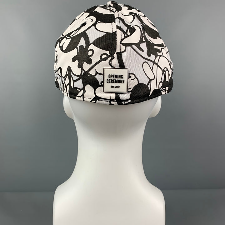 CÉRÉMONIE D'OUVERTURE x New Era Taille 8 Chapeau en coton Mickey Mouse noir blanc