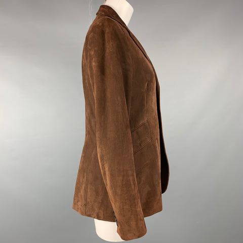 RALPH LAUREN Black Label Taille 10 Veste d'équitation en daim marron
