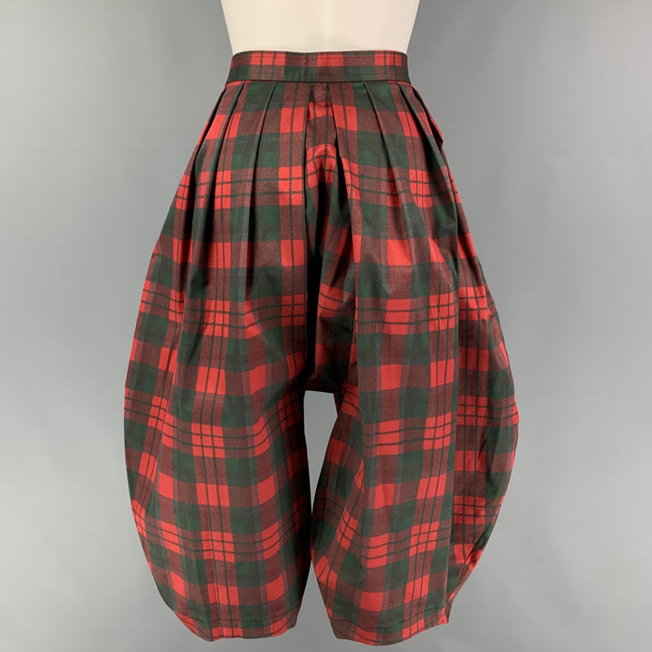 COMME des GARCONS Size M Red Green Cotton Polyester Plaid Balloon Casual Pants