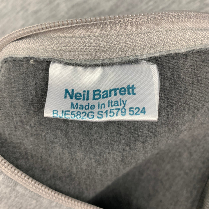 NEIL BARRETT Size L Grey White Geometric Cotton Asymmetrical Sweatshirt