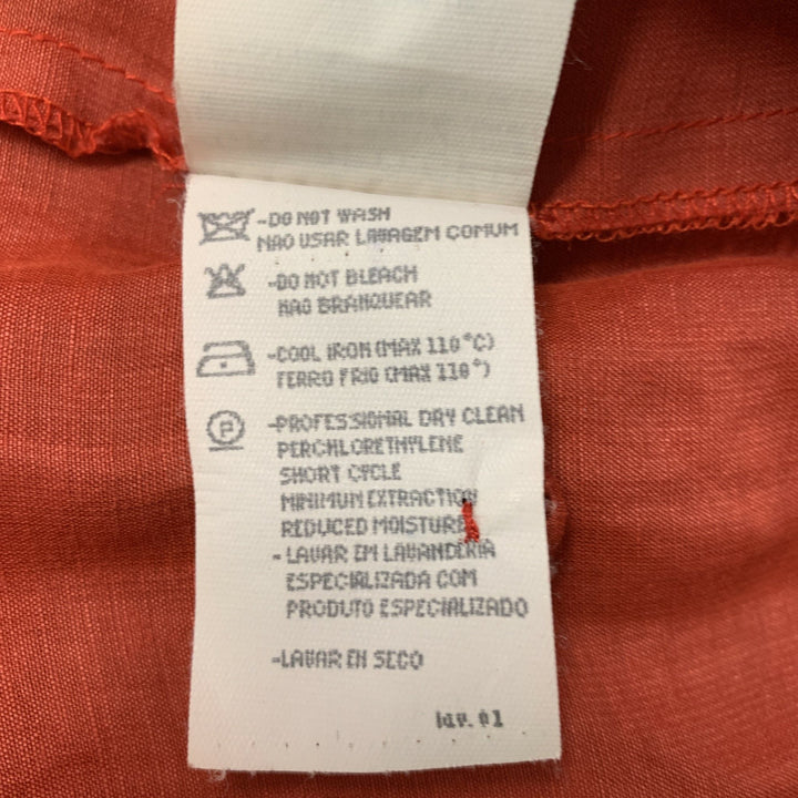 VALENTINO Size 4 Orange Linen &  Silk Solid Wrap Dress