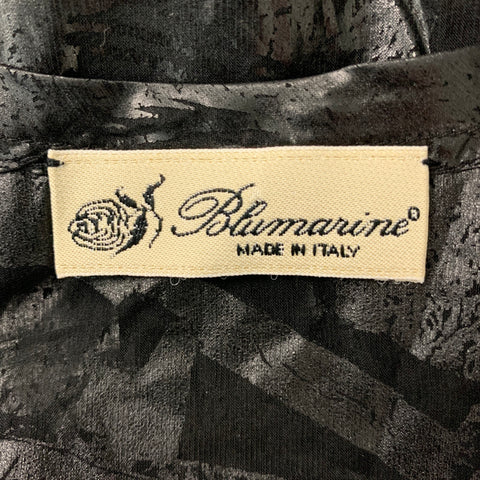 BLUMARINE Size L Black Silver See Through Short Sleeve Blouse