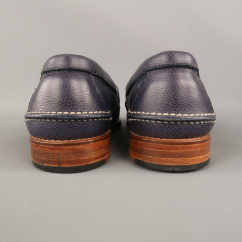 RALPH LAUREN Eltham II Country Grain Size 7.5 Navy Solid Leather Penny Loafers