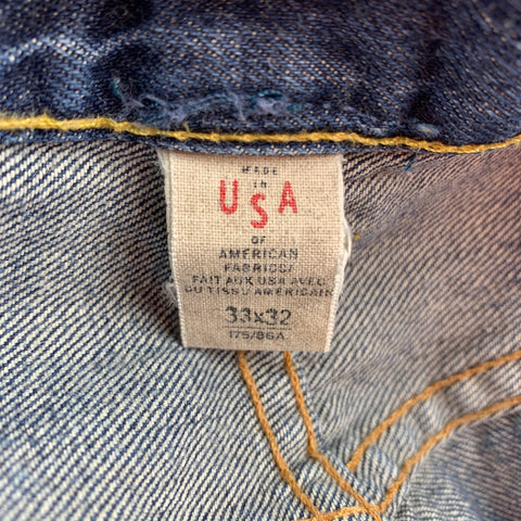 RRL by RALPH LAUREN Size 33 Indigo Wash Selvedge Denim Button Fly Casual Pants