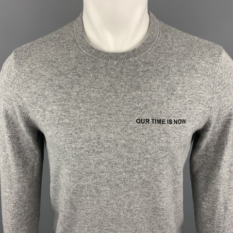 THEORY Size M Grey Heather Cashmere Crew-Neck Pullover Sweater