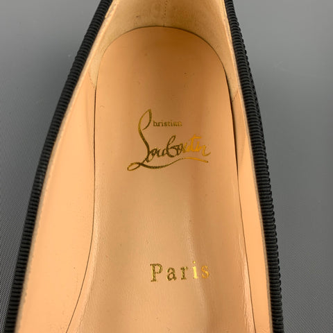 CHRISTIAN LOUBOUTIN Size 7.5 Black Leather Bow Ballet Bolshoi Flats