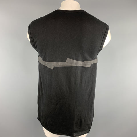 ISAAC SELLAM Taille M T-shirt sans manches en coton texturé noir