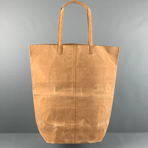 KAZUMI TAKIGAWA Tan Waxed Canvas Tote Bags