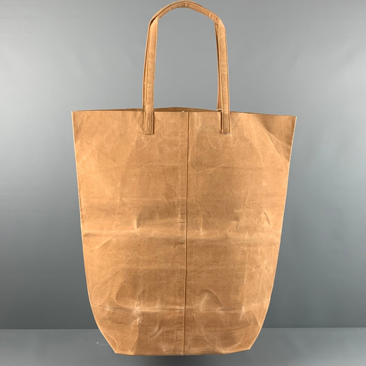 KAZUMI TAKIGAWA Tan Waxed Canvas Tote Bags