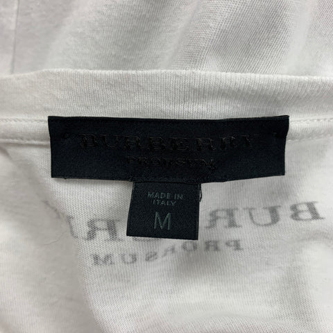 BURBERRY PRORSUM SS 11 Size M White Graphic Cotton Crew-Neck T-shirt