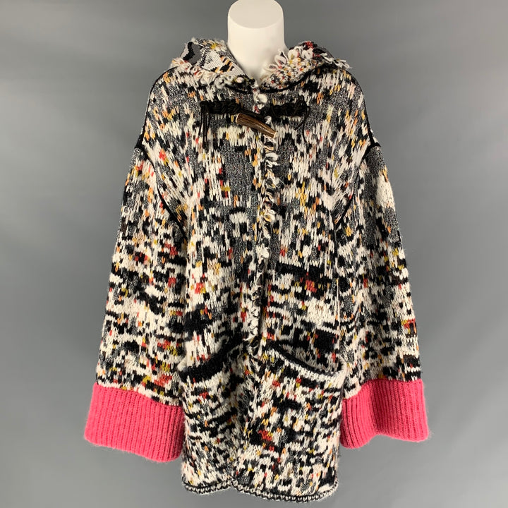 MISSONI Size 4 Multi-Color Wool Blend Knitted Oversized Hooded Coat