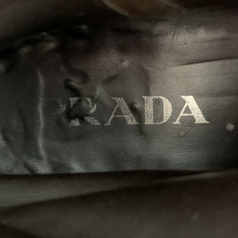 PRADA Size 10.5 Brown Ostrich Leather Square Toe Ankle Boots