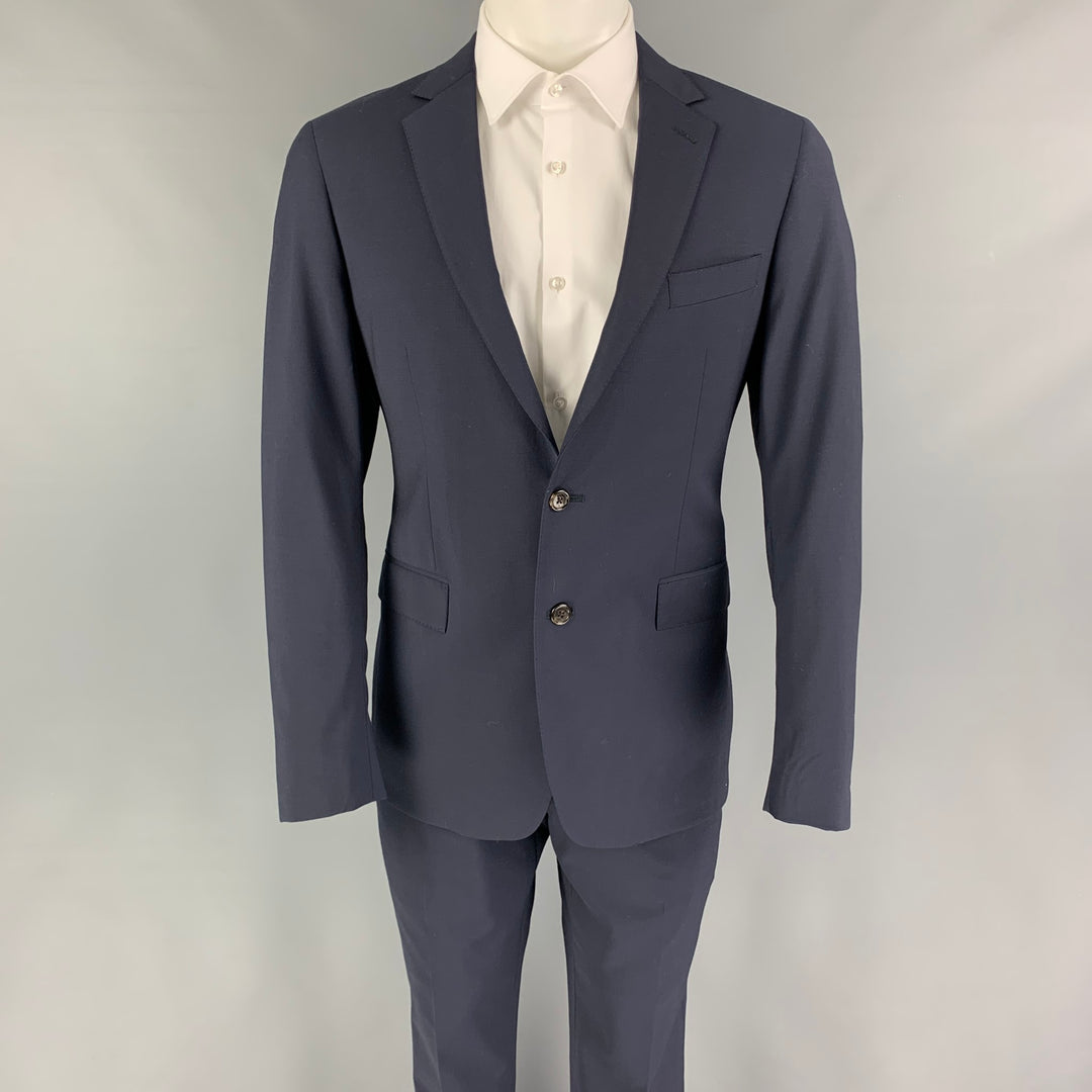 TODD SNYDER Size 40 Regular Navy Wool Lycra Notch Lapel Suit