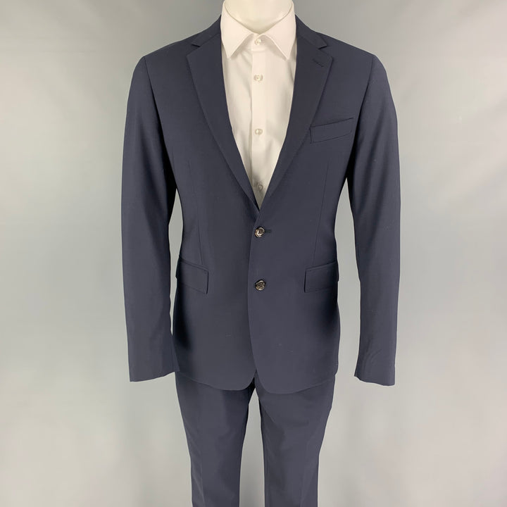TODD SNYDER Size 40 Regular Navy Wool Lycra Notch Lapel Suit