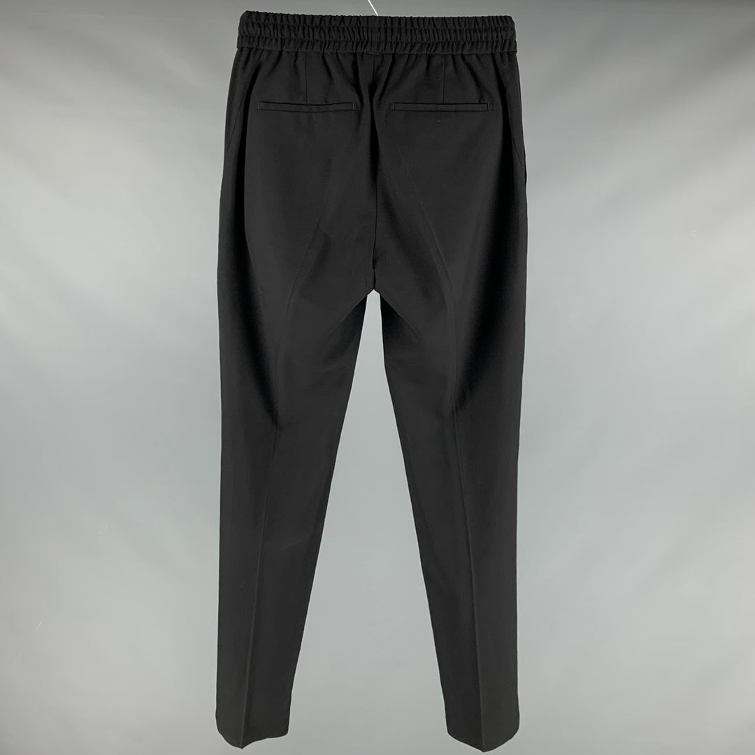 GIVENCHY Size 30 Black Wool Elastic Waistband Casual Pants