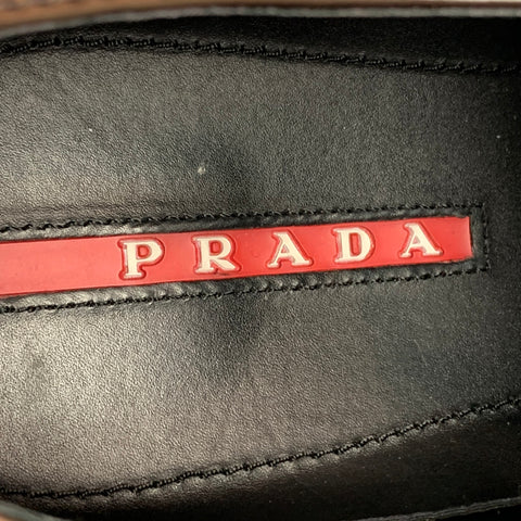 PRADA Size 12 Brown Perforated Leather Wingtip Lace Up Shoes