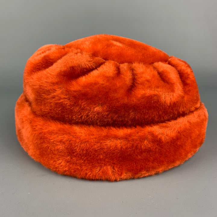 Vintage JOSEPH MAGNIN Orange Felt Round Hat