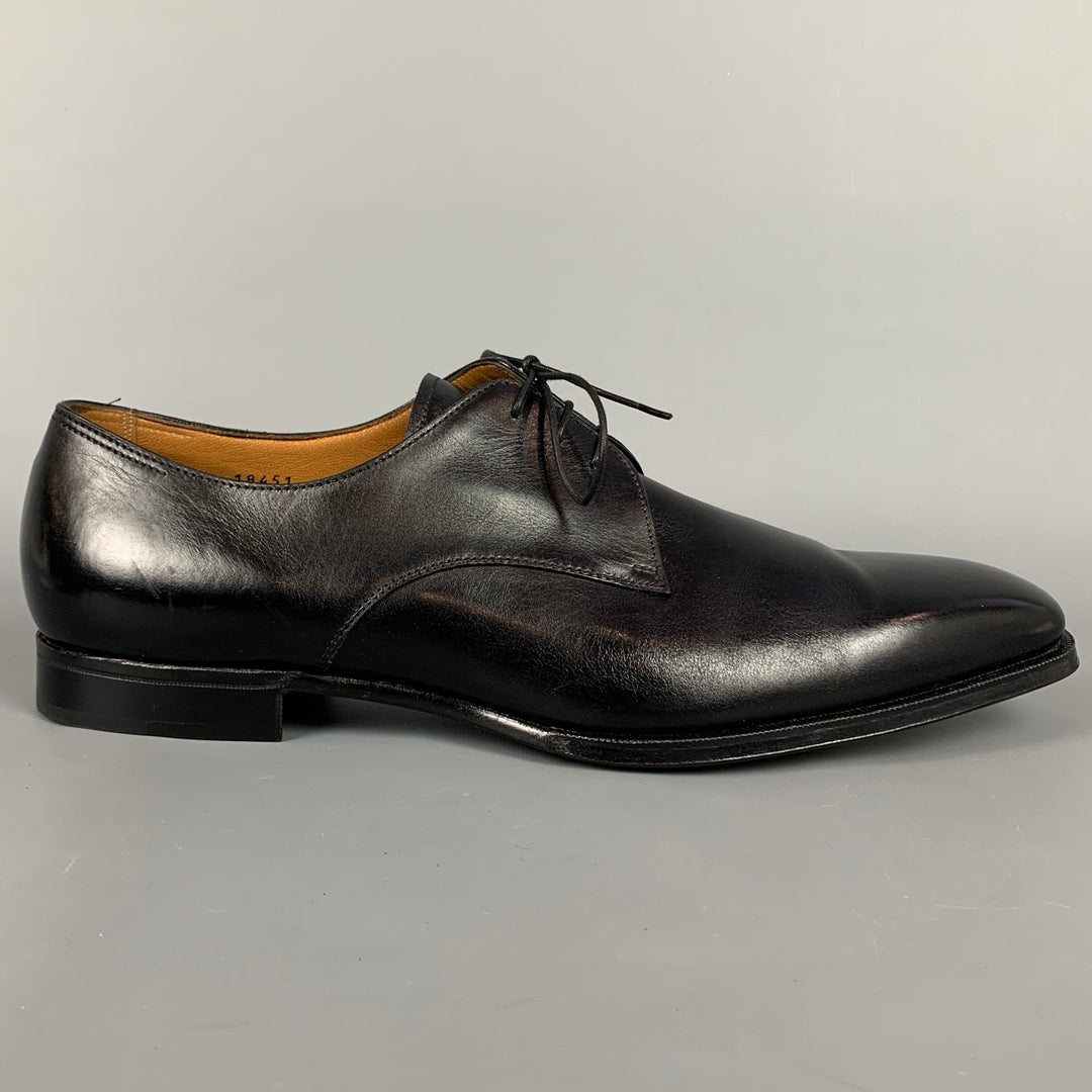 GRAVATI Size 12.5 Black Leather Lace Up Dress Shoes