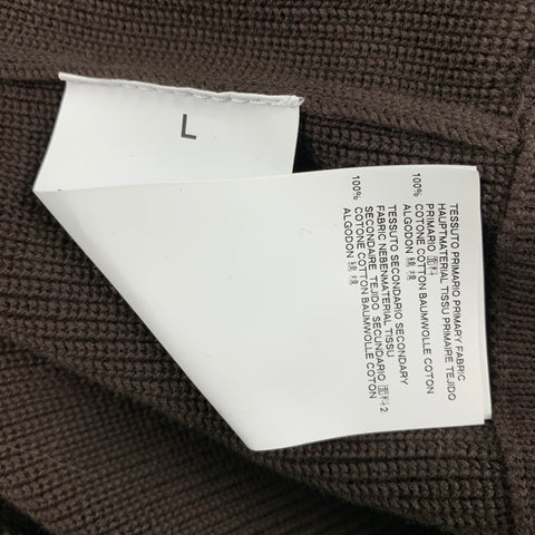 MAISON MARGIELA Size L Brown Ribbed Cotton Zip Up Cardigan