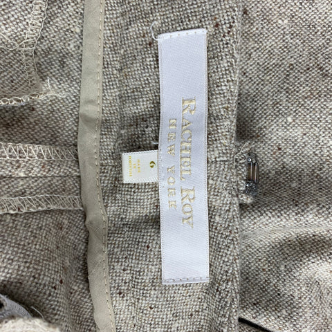 RACHEL ROY Size 6 Taupe & Beige Tweed Wide Leg Dress Pants