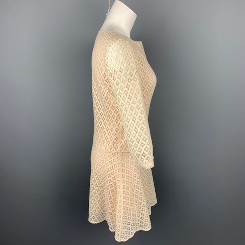 SEE By Chloe Taille 2 Crème Dentelle Coton / Nylon Ceinture élastique Robe trapèze