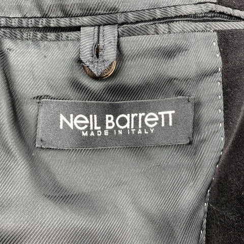 NEIL BARRETT Size 38 Black Solid Velvet Peak Lapel Sport Coat